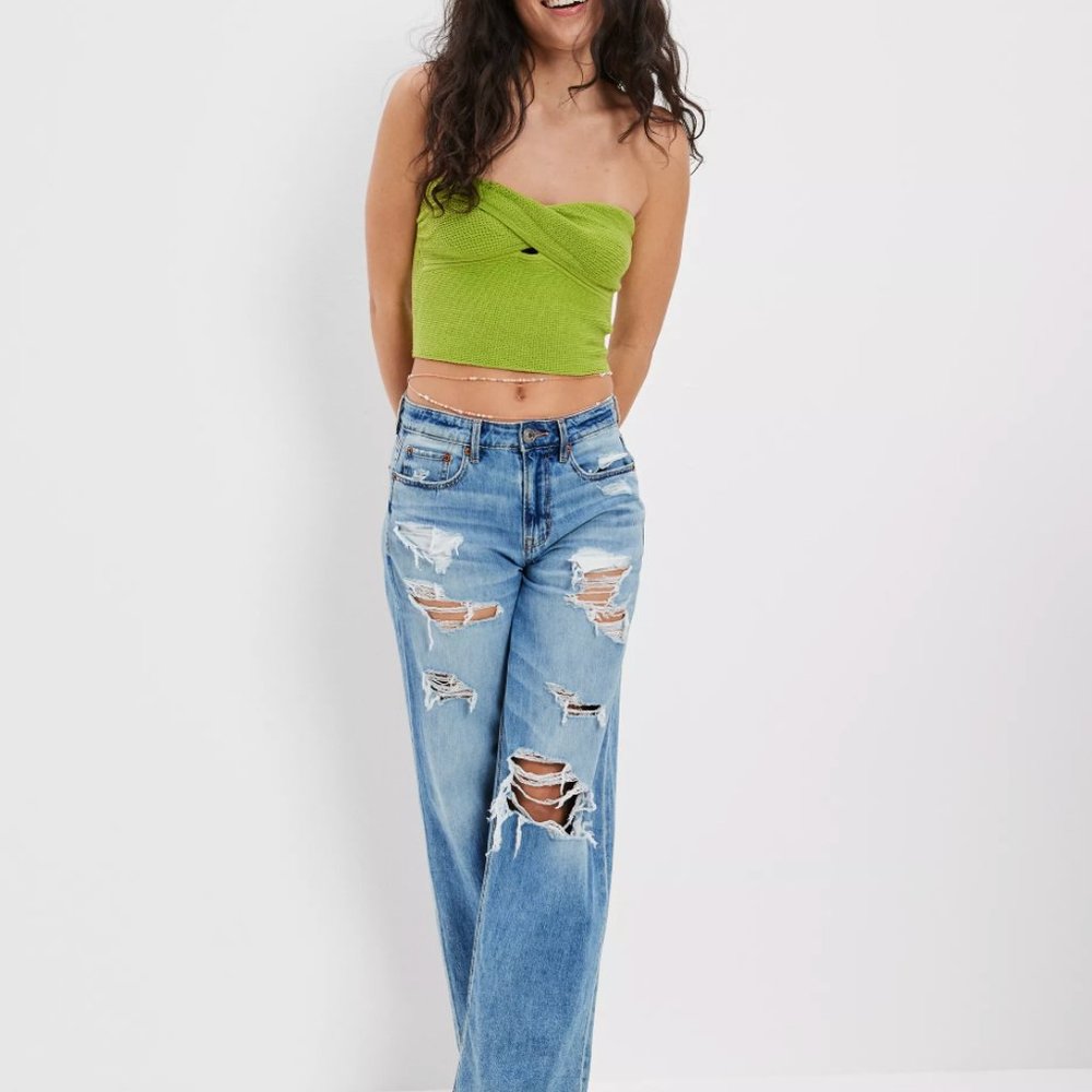 AE Cropped Sweater Knit Twist Tube Top